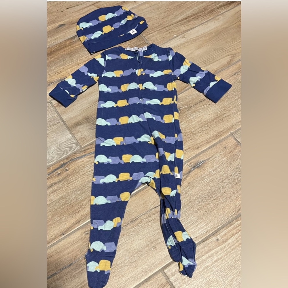 Mother’s promise footed onesie and matching hat.